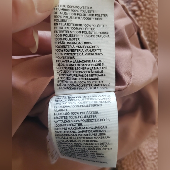 H&M sherpa fleece teddy bear sweater jacket blush pink size XS - Picture 7 of 9